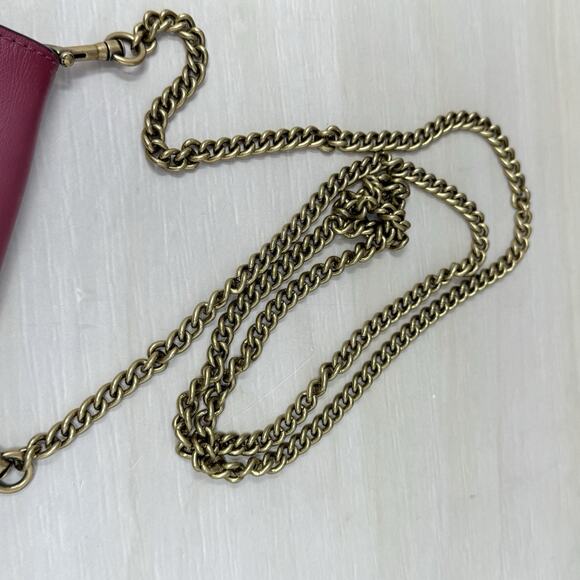 Coach Phone Crossbody Chain Strap Logo Canvas North South Pouch Red Accent - Picture 10 of 10